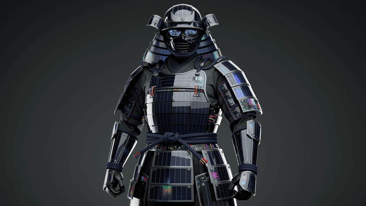 AI-generated solar panel samurai YouTube thumbnail